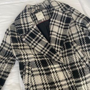 Zara Long Black and White Coat